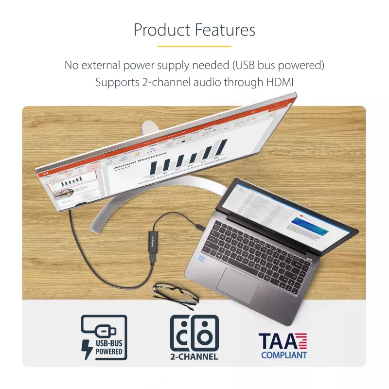 StarTech.com USB 3.0 na HDMI adaptér, USB na HDMI monitor konvertor pre Windows, 1080P (bez podpory macOS/ChromeOS/Linux) – TAA