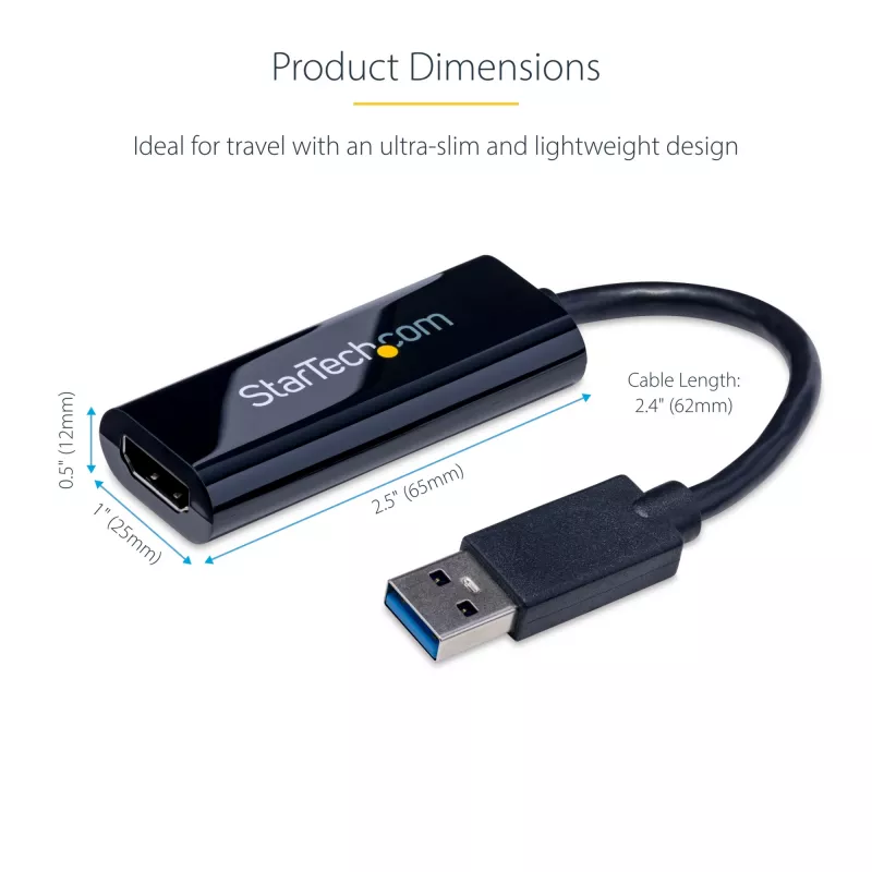 StarTech.com USB 3.0 na HDMI adaptér, USB na HDMI monitor konvertor pre Windows, 1080P (bez podpory macOS/ChromeOS/Linux) – TAA