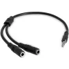 StarTech.com tenký stereo rozbočovací kábel – 3,5-mm konektor samec na 2x 3,5-mm konektor samica