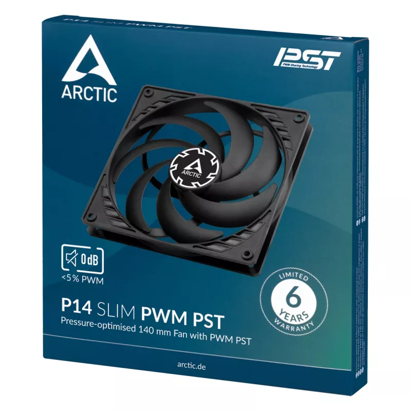 ARCTIC P14 tenký PWM PST tlakovo optimalizovaný 140 mm PWM ventilátor s integrovaným Y-káblom