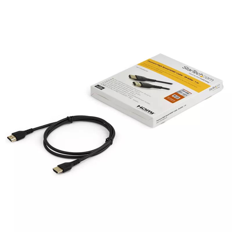 StarTech.com 0,9 m (3ft) tenký HDMI 2.0 kábel, flexibilný, Premium certifikovaný HDMI kábel s Ethernetom, UHD 4K 60Hz HDR10, robustný dizajn s aramidovým vláknom a TPE plášťom