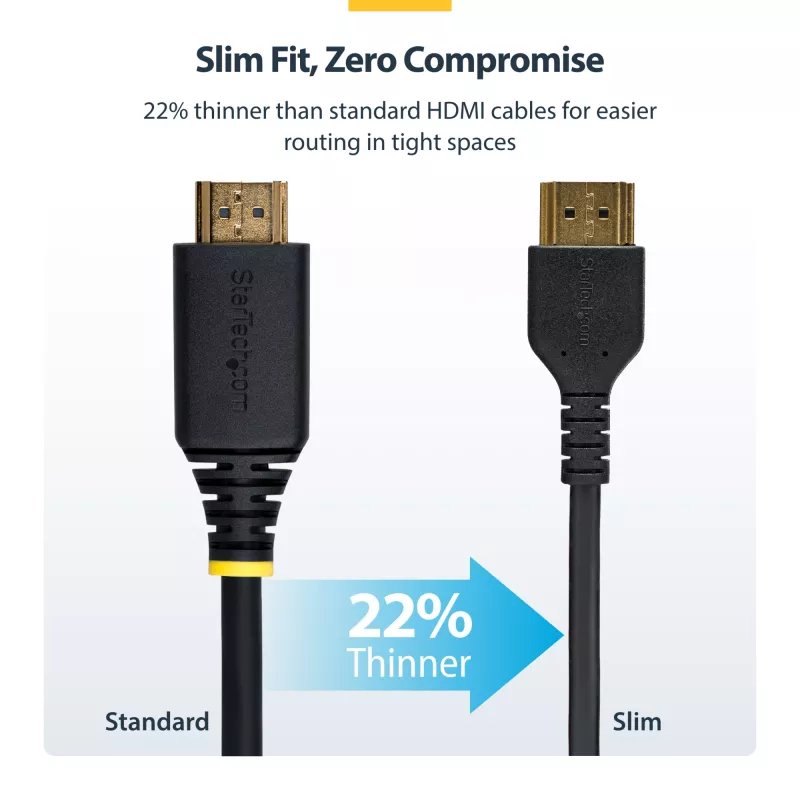 StarTech.com 0,9 m (3ft) tenký HDMI 2.0 kábel, flexibilný, Premium certifikovaný HDMI kábel s Ethernetom, UHD 4K 60Hz HDR10, robustný dizajn s aramidovým vláknom a TPE plášťom