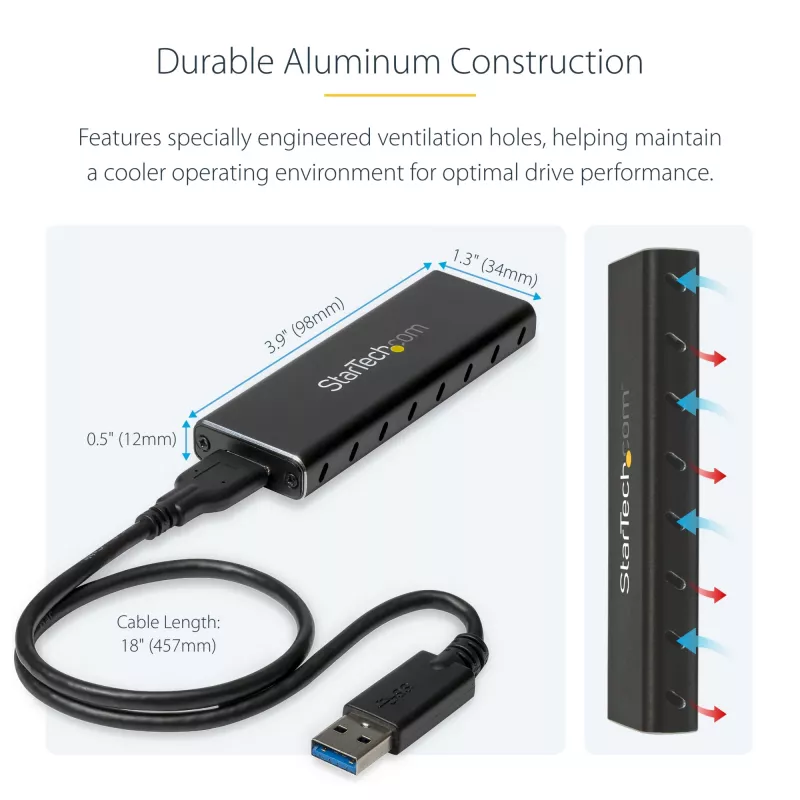 StarTech.com M.2 SSD puzdro pre M.2 SATA SSD – USB 3.0 (5 Gbit/s) s UASP