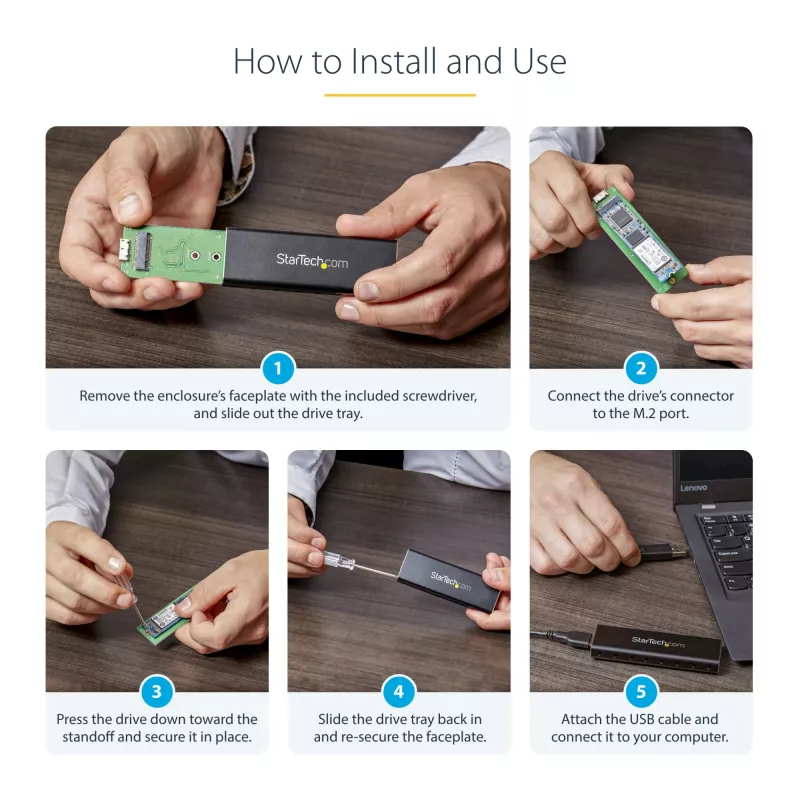 StarTech.com M.2 SSD puzdro pre M.2 SATA SSD – USB 3.0 (5 Gbit/s) s UASP