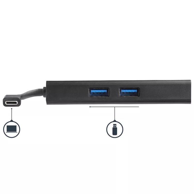 StarTech.com USB-C multiport adaptér – USB-C cestovná dokovacia stanica s 4K HDMI – 60 W Power Delivery Pass-Through, GbE, 2 porty USB-A 3.0 hub – prenosný mini USB Type-C dock pre notebooky