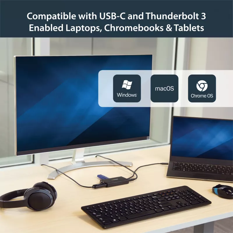 StarTech.com USB-C multiport adaptér – USB-C cestovná dokovacia stanica s 4K HDMI – 60 W Power Delivery Pass-Through, GbE, 2 porty USB-A 3.0 hub – prenosný mini USB Type-C dock pre notebooky