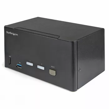 StarTech.com 2-portový Triple-Monitor DisplayPort KVM prepínač – 4K 60Hz UHD HDR – Desktop DP 1.2 KVM s 2-portovým USB 3.0 hubom (5 Gbit/s) & 4x USB 2.0 HID porty, audio – prepínanie klávesovou skratkou – TAA