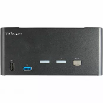 StarTech.com 2-portový Triple-Monitor DisplayPort KVM prepínač – 4K 60Hz UHD HDR – Desktop DP 1.2 KVM s 2-portovým USB 3.0 hubom (5 Gbit/s) & 4x USB 2.0 HID porty, audio – prepínanie klávesovou skratkou – TAA