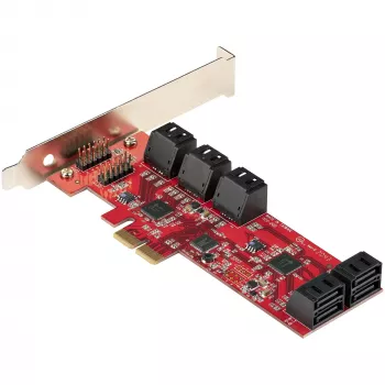 StarTech.com SATA PCIe karta - 10-portová PCIe SATA rozširujúca karta - 6 Gbit/s - Low-/Full-Profile - naskladané SATA konektory - ASM1062 Non-RAID - PCI Express na SATA konvertor/adaptér