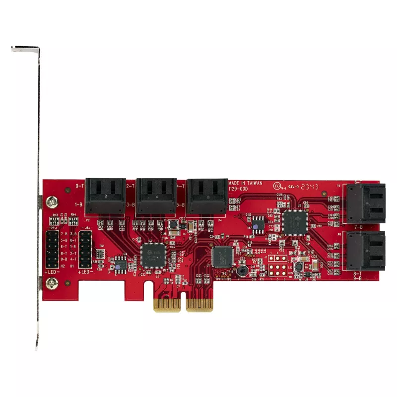 StarTech.com SATA PCIe karta - 10-portová PCIe SATA rozširujúca karta - 6 Gbit/s - Low-/Full-Profile - naskladané SATA konektory - ASM1062 Non-RAID - PCI Express na SATA konvertor/adaptér