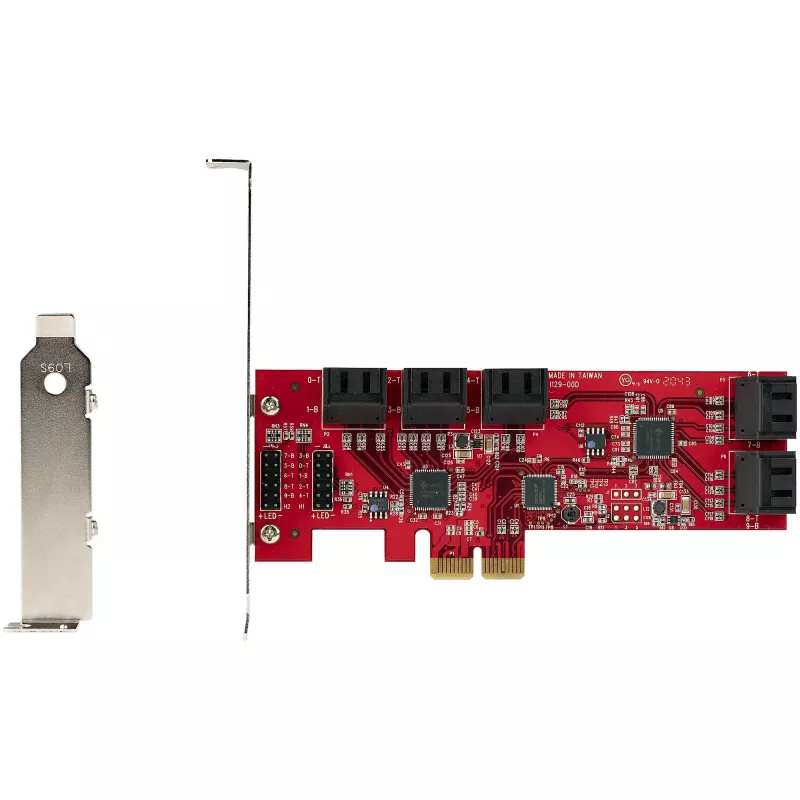 StarTech.com SATA PCIe karta - 10-portová PCIe SATA rozširujúca karta - 6 Gbit/s - Low-/Full-Profile - naskladané SATA konektory - ASM1062 Non-RAID - PCI Express na SATA konvertor/adaptér