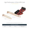 StarTech.com SATA PCIe karta - 10-portová PCIe SATA rozširujúca karta - 6 Gbit/s - Low-/Full-Profile - naskladané SATA konektory - ASM1062 Non-RAID - PCI Express na SATA konvertor/adaptér