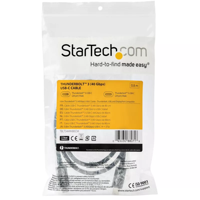 StarTech.com 0,8 m Thunderbolt 3 na Thunderbolt 3 kábel – 40 Gbit/s