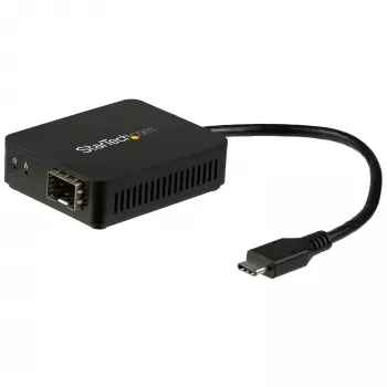 StarTech.com USB-C na optický konvertor - Otvorený SFP slot, Káblový, USB Type-C, Optika, 1000 Mbit/s, Čierna
