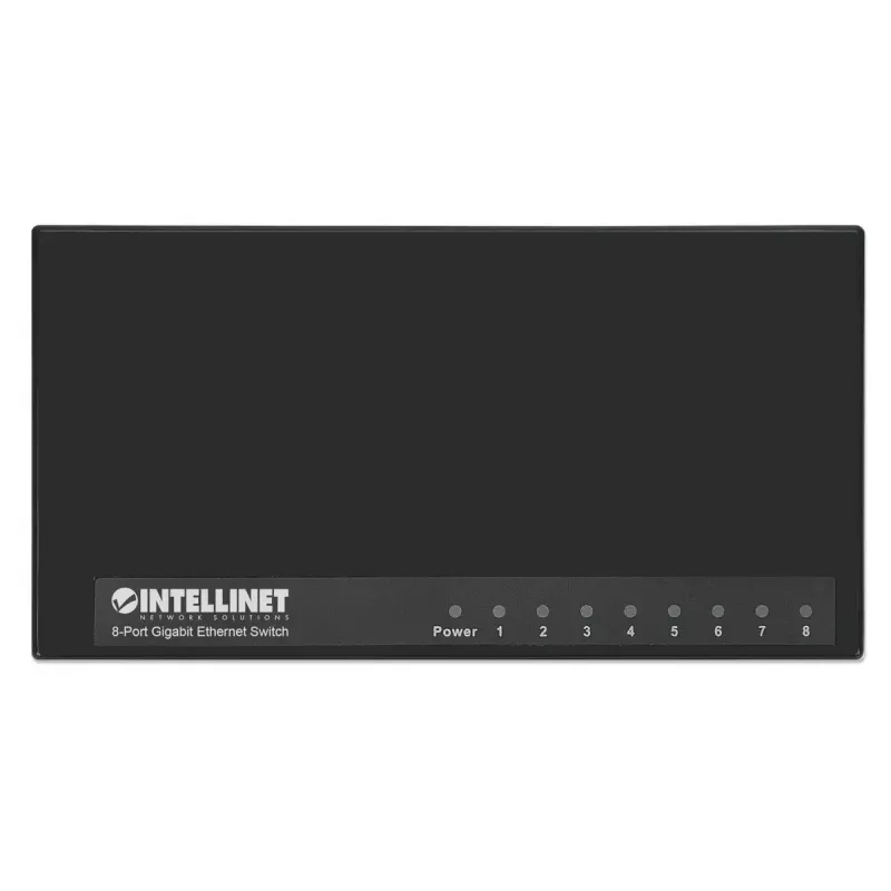 Intellinet 8-portový Gigabit Ethernet switch, desktop veľkosť, plast, IEEE 802.3az (Energy Efficient Ethernet), Čierna