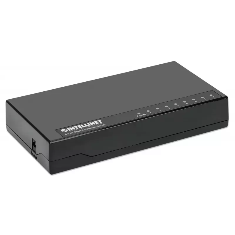 Intellinet 8-portový Gigabit Ethernet switch, desktop veľkosť, plast, IEEE 802.3az (Energy Efficient Ethernet), Čierna