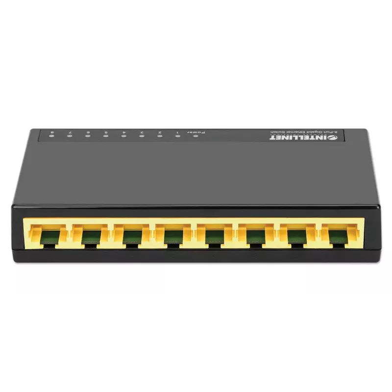 Intellinet 8-portový Gigabit Ethernet switch, desktop veľkosť, plast, IEEE 802.3az (Energy Efficient Ethernet), Čierna