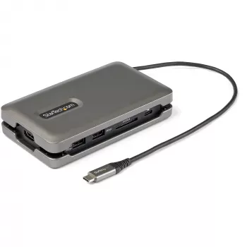 StarTech.com USB-C multiport adaptér – USB-C na 4K 60 Hz HDMI 2.0 – 2-portový 10-Gbit/s USB hub – 100 W Power Delivery Pass-Through – GbE – SD/MicroSD – USB Type-C mini dock – 25 cm kábel