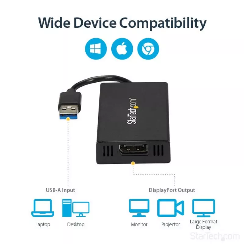 StarTech.com USB 3.0 na DisplayPort adaptér - DisplayLink certifikovaný - 4K 30Hz