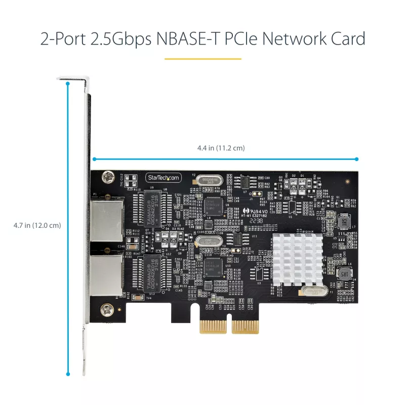 StarTech.com 2-portová 2.5Gbps NBASE-T PCIe sieťová karta, Intel I225-V, dvojportová počítačová sieťová karta, Multi-Gigabit NIC, PCI Express serverová LAN karta, desktopové Ethernet rozhranie