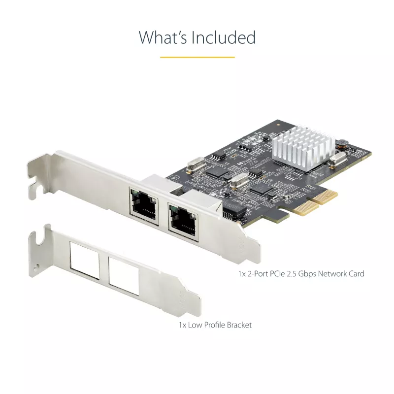 StarTech.com 2-portová 2.5Gbps NBASE-T PCIe sieťová karta, Intel I225-V, dvojportová počítačová sieťová karta, Multi-Gigabit NIC, PCI Express serverová LAN karta, desktopové Ethernet rozhranie