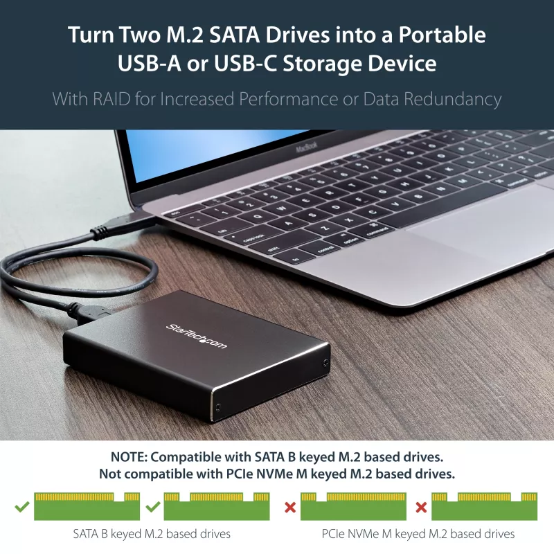 StarTech.com dvojslotové puzdro na disky pre M.2 SATA SSD - USB 3.1 (10 Gbit/s) - RAID