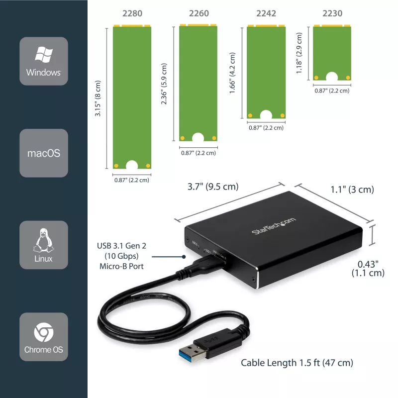 StarTech.com dvojslotové puzdro na disky pre M.2 SATA SSD - USB 3.1 (10 Gbit/s) - RAID