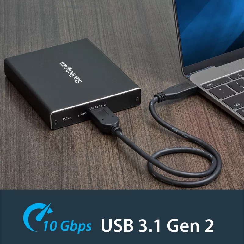 StarTech.com dvojslotové puzdro na disky pre M.2 SATA SSD - USB 3.1 (10 Gbit/s) - RAID