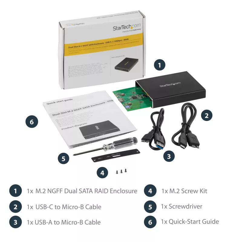 StarTech.com dvojslotové puzdro na disky pre M.2 SATA SSD - USB 3.1 (10 Gbit/s) - RAID