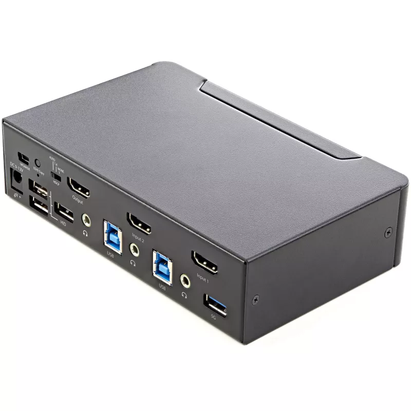 StarTech.com 2-portový HDMI KVM switch - jednomonitorový 4K 60Hz Ultra HD HDR - desktopový HDMI 2.0 KVM switch s 2-portovým USB 3.0 hubom (5 Gbit/s) a 4x USB 2.0 HID, audio - hotkey prepínanie - TAA