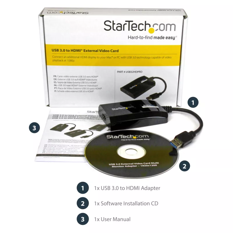 StarTech.com USB 3.0 na HDMI adaptér - DisplayLink certifikovaný - 1080p (1920x1200) - USB Type-A na HDMI display adaptér konvertor pre monitor - externá video a grafická karta - Windows/Mac