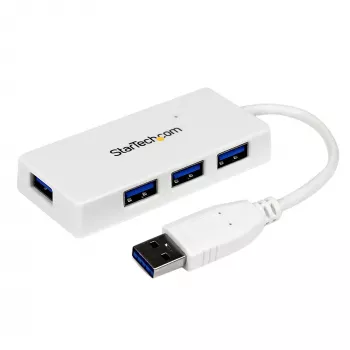 StarTech.com prenosný 4-portový SuperSpeed Mini USB 3.0 hub – biely