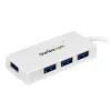 StarTech.com prenosný 4-portový SuperSpeed Mini USB 3.0 hub – biely