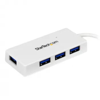 StarTech.com prenosný 4-portový SuperSpeed Mini USB 3.0 hub – biely