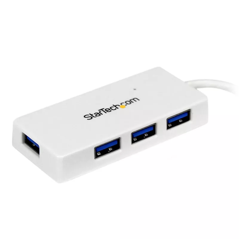 StarTech.com prenosný 4-portový SuperSpeed Mini USB 3.0 hub – biely