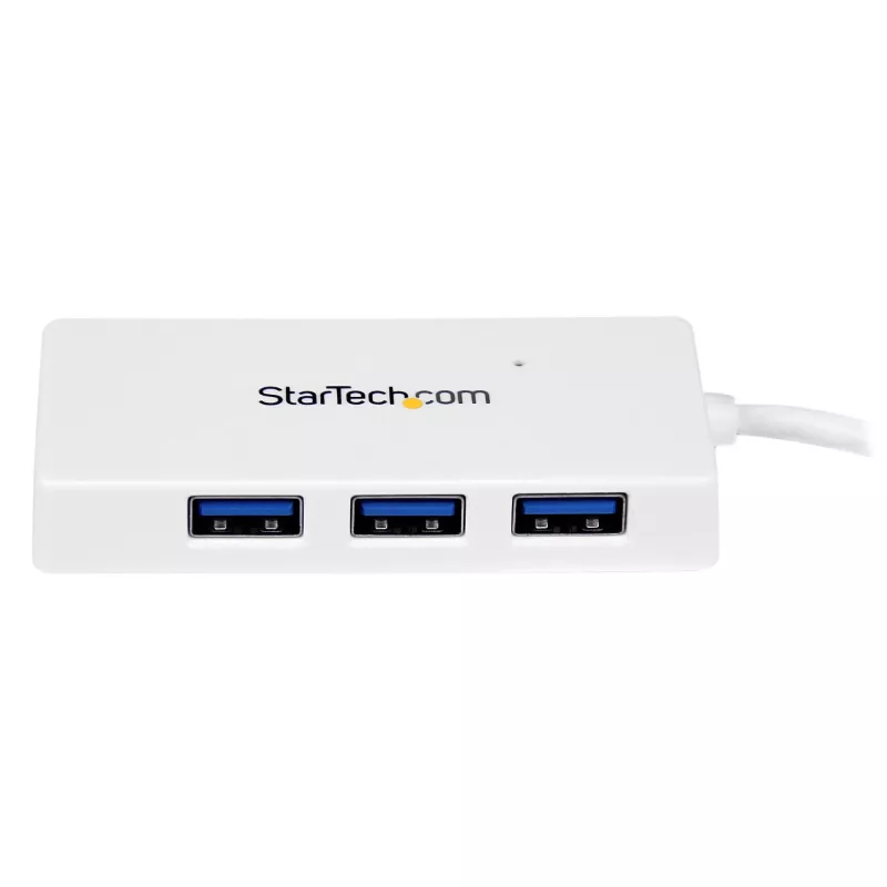 StarTech.com prenosný 4-portový SuperSpeed Mini USB 3.0 hub – biely