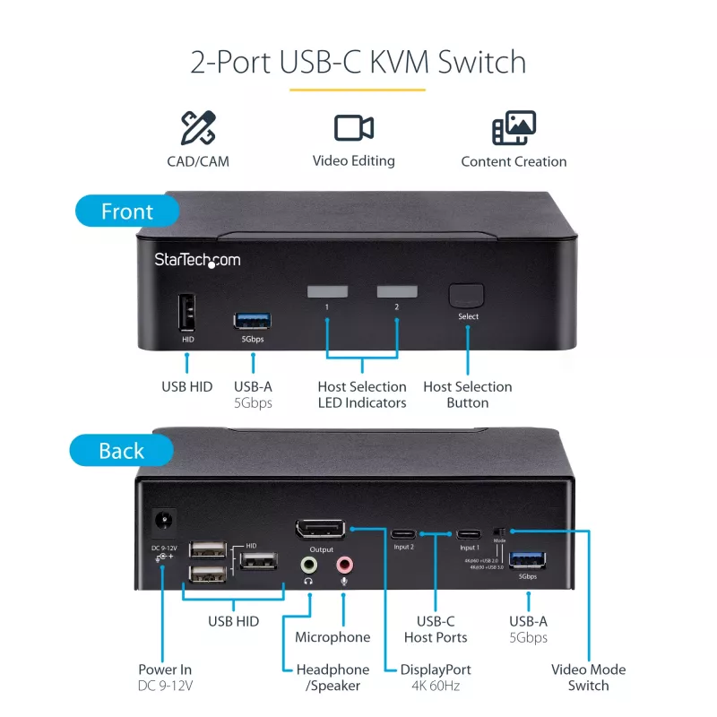 StarTech.com SV231DPUCA KVM switch čierny