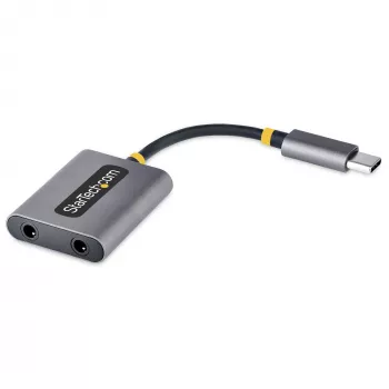 StarTech.com USB-C rozbočovač pre slúchadlá, USB Type-C adaptér pre dvojité headset s mikrofónovým vstupom, USB-C na 3,5-mm audio adaptér/slúchadlový dongle, USB-C na audio konektor samica/aux výstup, 24-bit DAC