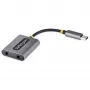 StarTech.com USB-C rozbočovač pre slúchadlá, USB Type-C adaptér pre dvojité headset s mikrofónovým vstupom, USB-C na 3,5-mm audio adaptér/slúchadlový dongle, USB-C na audio konektor samica/aux výstup, 24-bit DAC