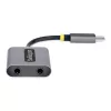 StarTech.com USB-C rozbočovač pre slúchadlá, USB Type-C adaptér pre dvojité headset s mikrofónovým vstupom, USB-C na 3,5-mm audio adaptér/slúchadlový dongle, USB-C na audio konektor samica/aux výstup, 24-bit DAC