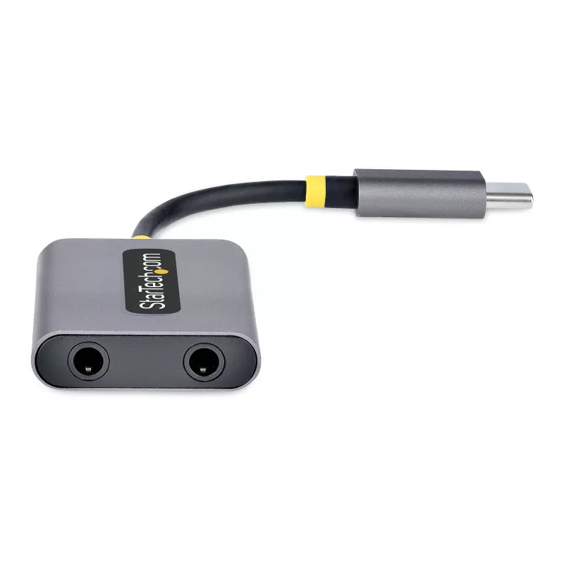 StarTech.com USB-C rozbočovač pre slúchadlá, USB Type-C adaptér pre dvojité headset s mikrofónovým vstupom, USB-C na 3,5-mm audio adaptér/slúchadlový dongle, USB-C na audio konektor samica/aux výstup, 24-bit DAC