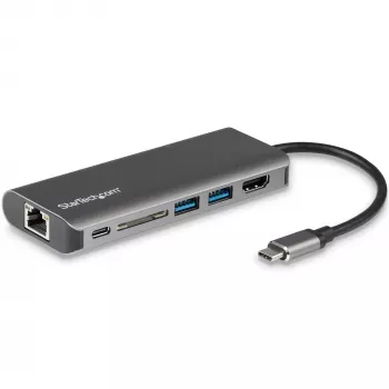 StarTech.com USB-C multiport adaptér, prenosný USB-C dock na 4K HDMI, 2x USB 3.0 hub, SD/SDHC, GbE, 60W PD pass-through – USB Type-C/Thunderbolt 3 – NAHRADENÉ DKT30CHSDPD1
