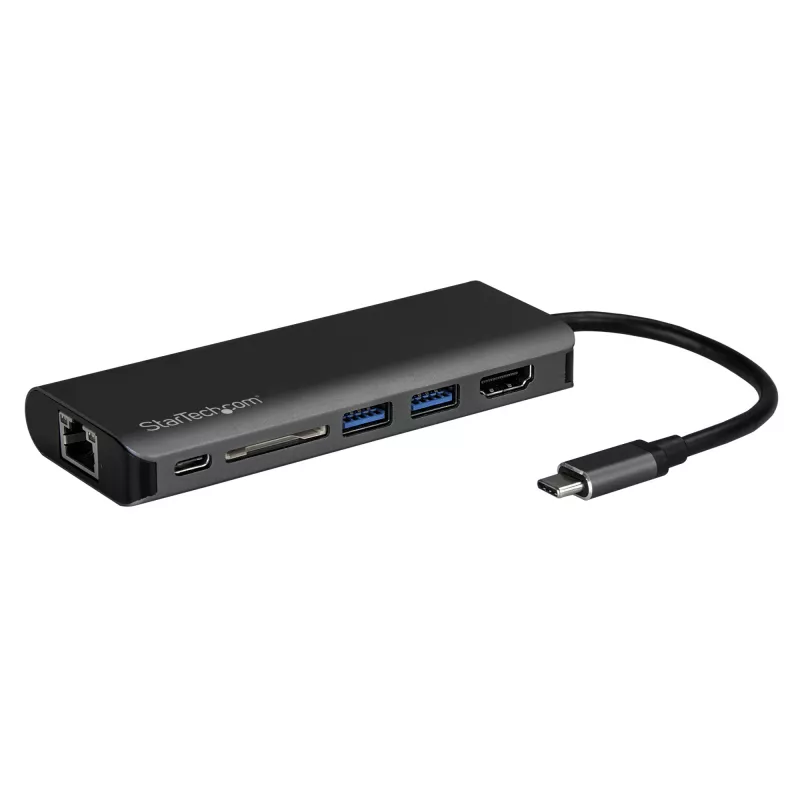 StarTech.com USB-C multiport adaptér, prenosný USB-C dock na 4K HDMI, 2x USB 3.0 hub, SD/SDHC, GbE, 60W PD pass-through – USB Type-C/Thunderbolt 3 – NAHRADENÉ DKT30CHSDPD1