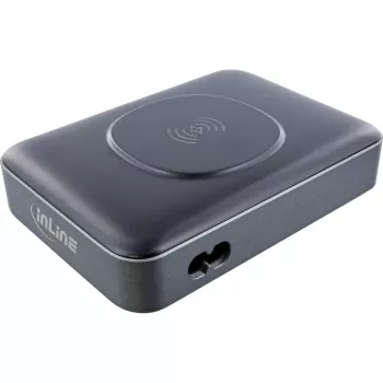 InLine Qi Powerstation Multiport nabíjačka, 4x USB-C + 2x USB-A, GaN 100 W, bezdrôtové nabíjanie 15 W, čierna (31517K)