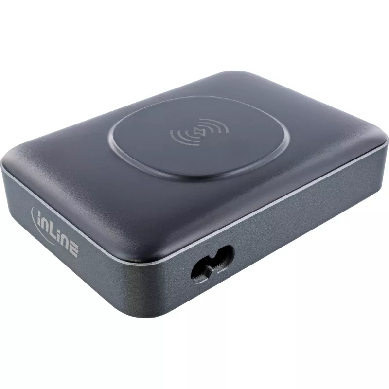 InLine Qi Powerstation Multiport nabíjačka, 4x USB-C + 2x USB-A, GaN 100 W, bezdrôtové nabíjanie 15 W, čierna (31517K)