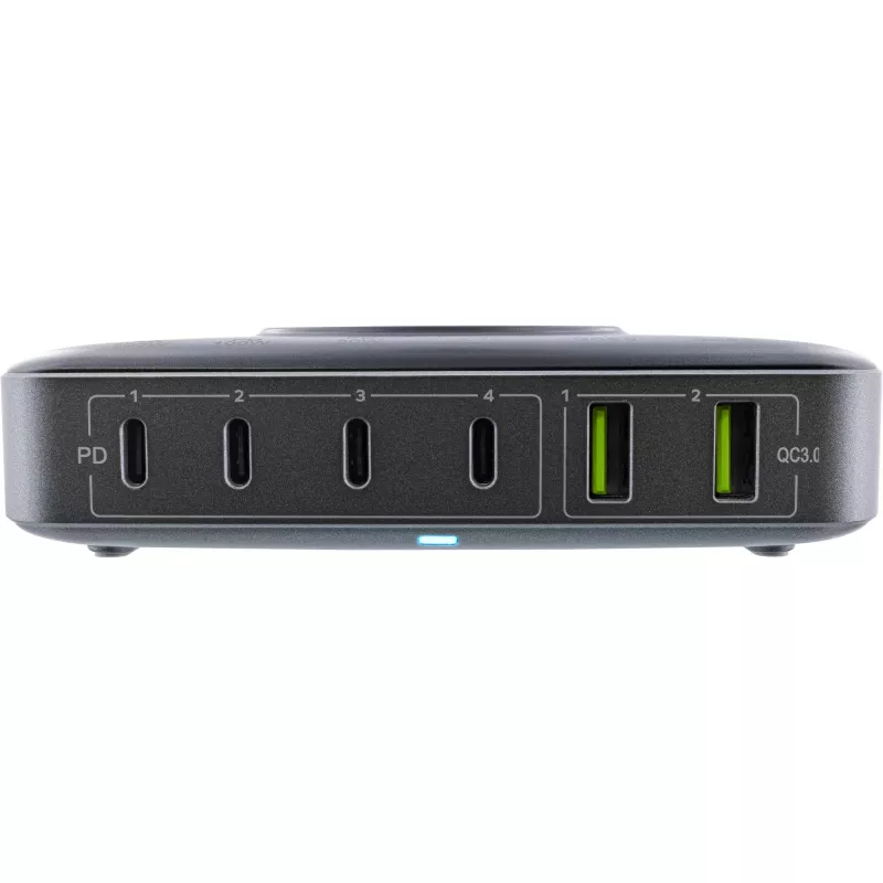 InLine Qi Powerstation Multiport nabíjačka, 4x USB-C + 2x USB-A, GaN 100 W, bezdrôtové nabíjanie 15 W, čierna (31517K)
