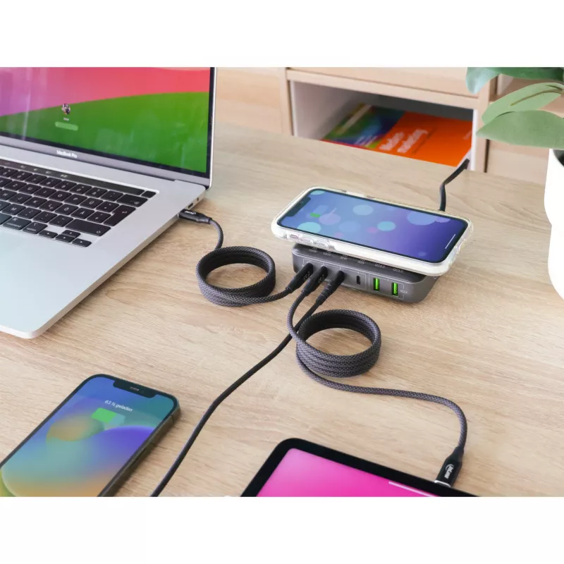 InLine Qi Powerstation Multiport nabíjačka, 4x USB-C + 2x USB-A, GaN 100 W, bezdrôtové nabíjanie 15 W, čierna (31517K)