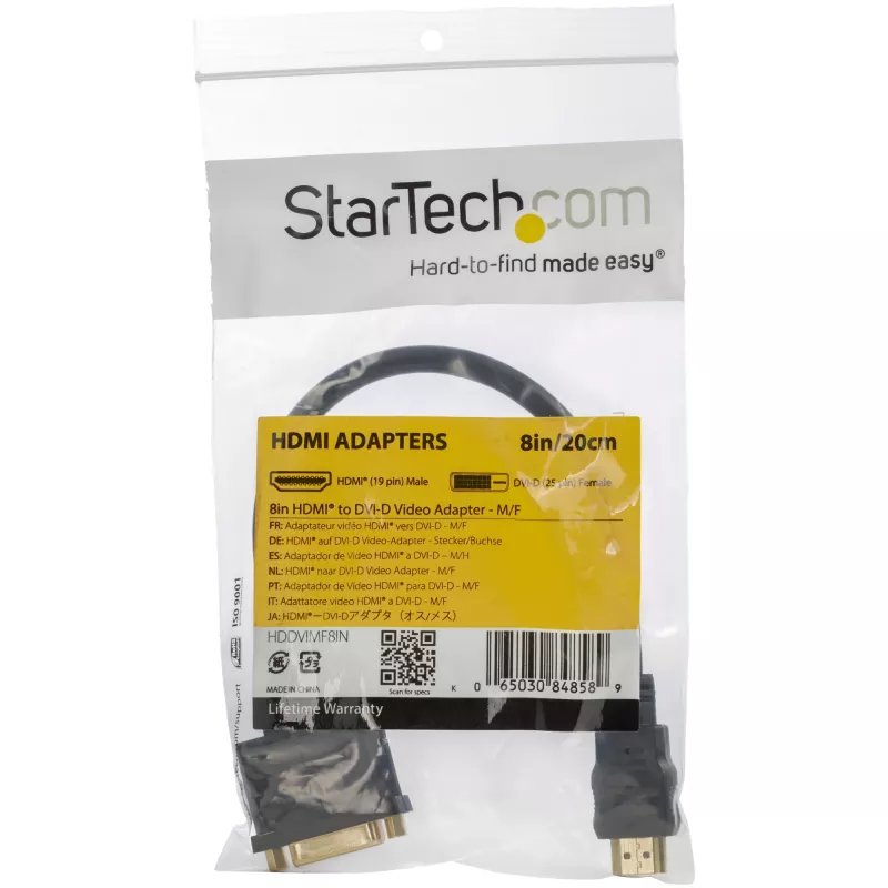 StarTech.com 8in HDMI na DVI-D video kábel adaptér – HDMI konektor samec na DVI konektor samica