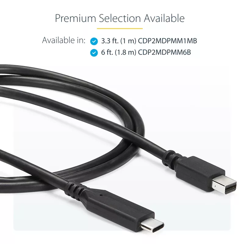 StarTech.com USB-C na Mini DisplayPort kábel – 1 m (3,3 ft), 4K 60 Hz – čierny