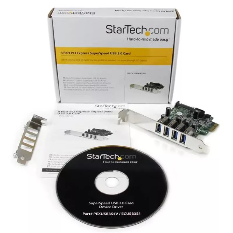 StarTech.com 4-portová PCI Express PCIe SuperSpeed USB 3.0 radičová karta adaptér s UASP – SATA napájanie
